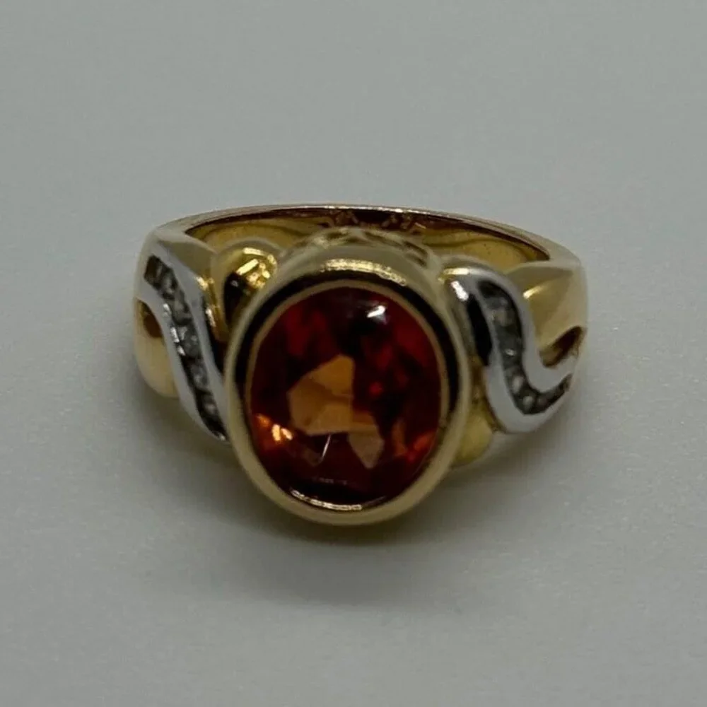 925 STERLING SILVER GOLD PLATED CZ RING SIZE 6